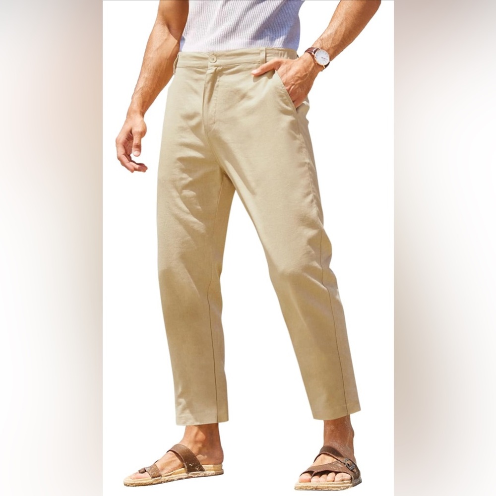 COOFandy cotton/linen khaki pants